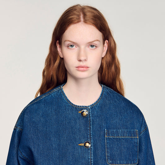 Denim jacket with fancy buttons