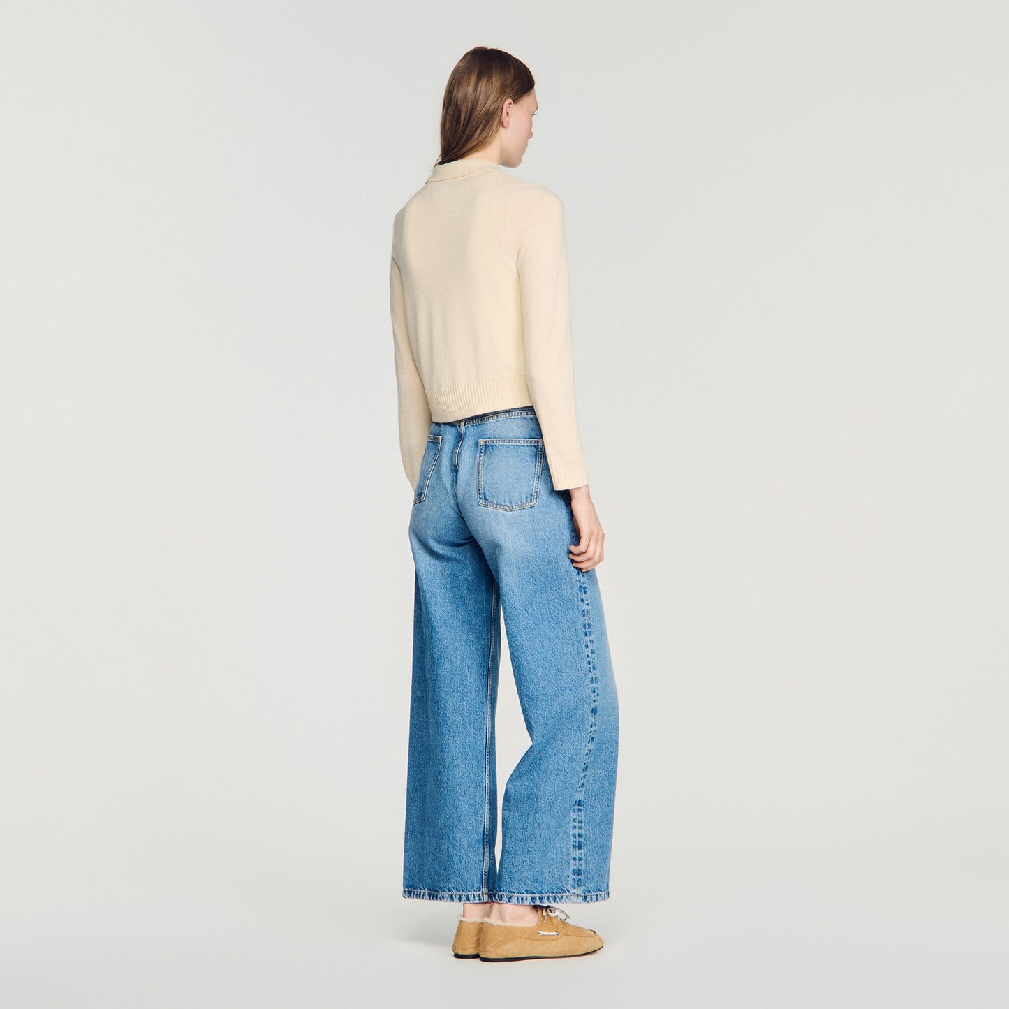 Cardigan with shirt collar
