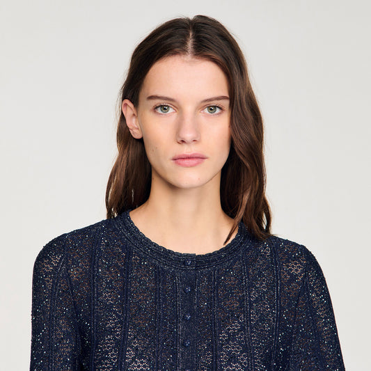 Strass knit cropped cardigan