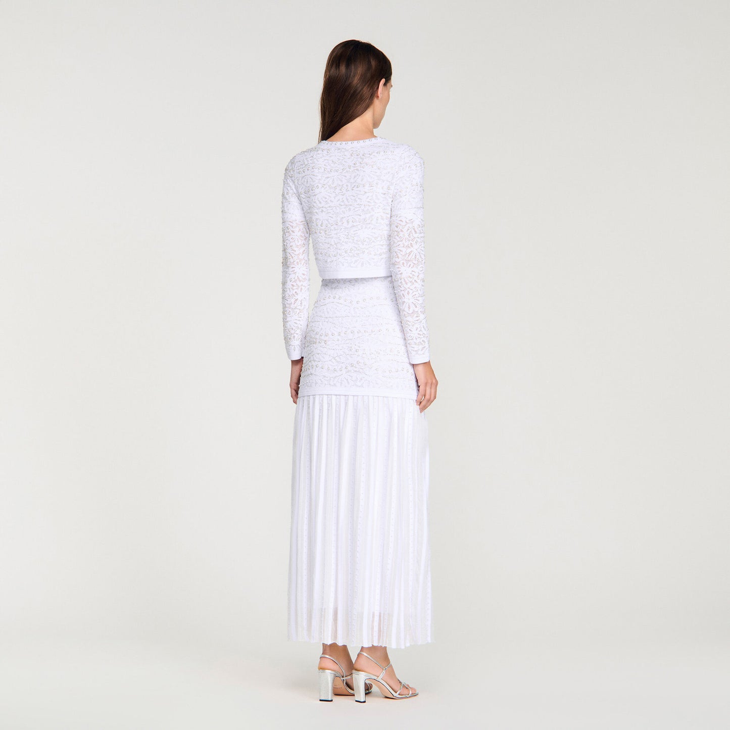 Cropped pearl cardigan