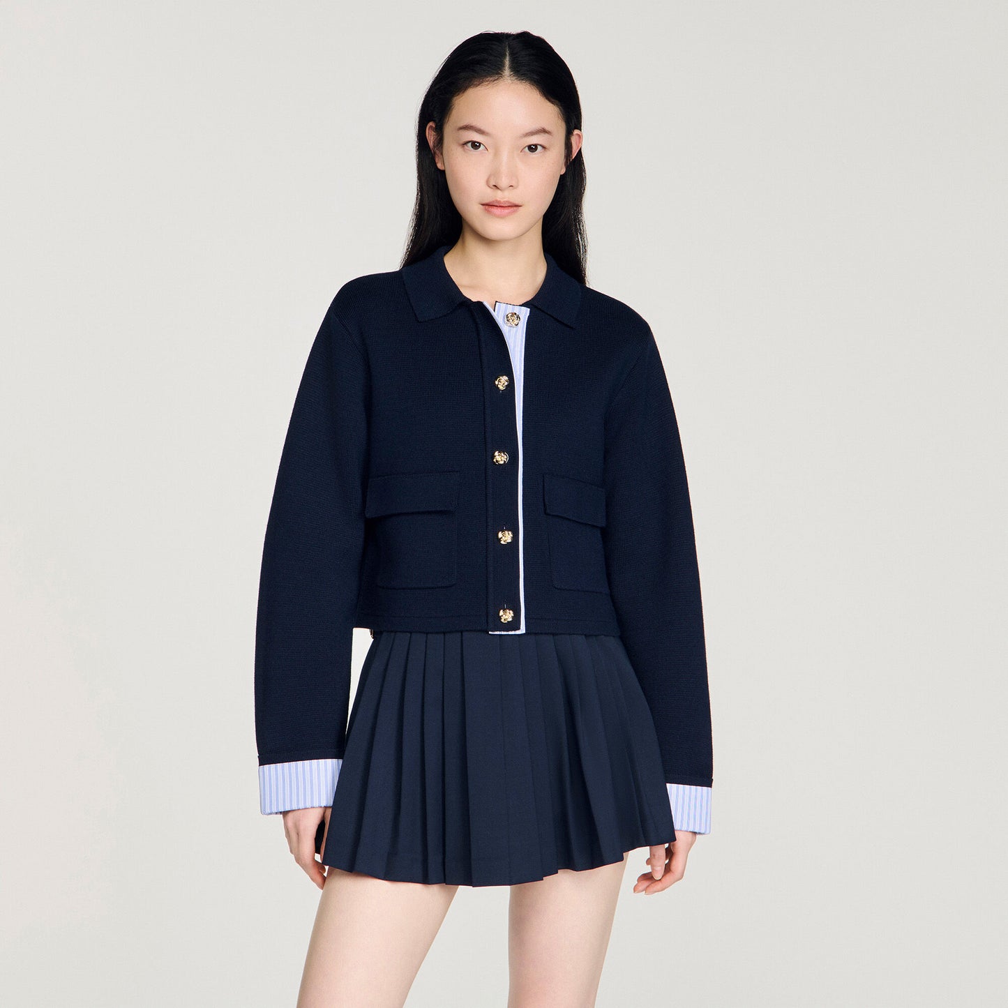 Wool polo cardigan