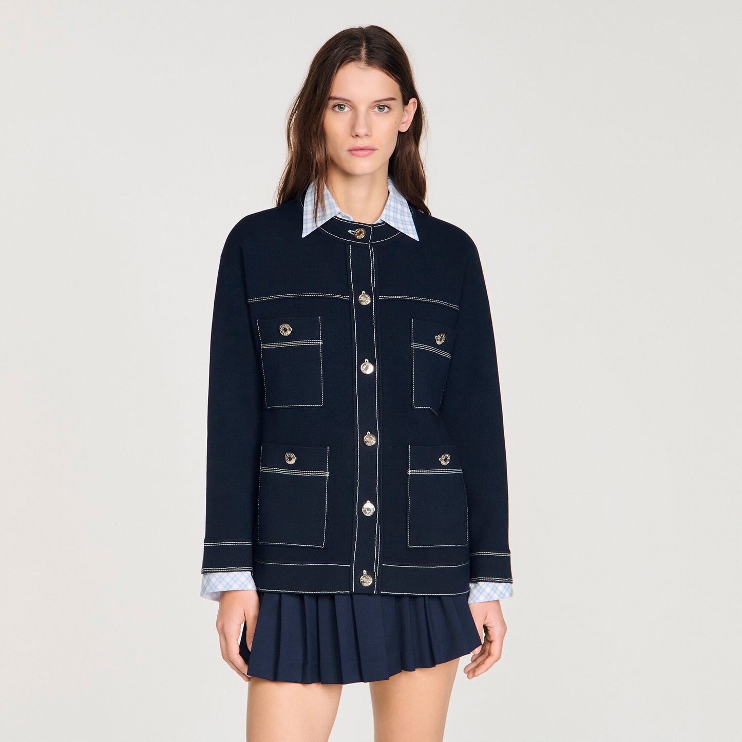Contrast stitch cardigan