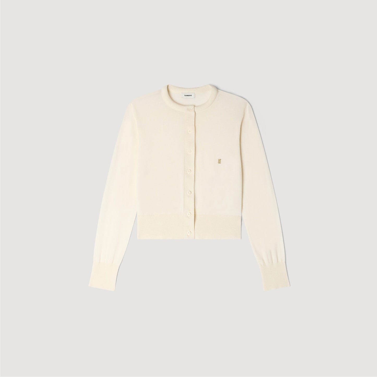 Cropped padded round neck cardigan