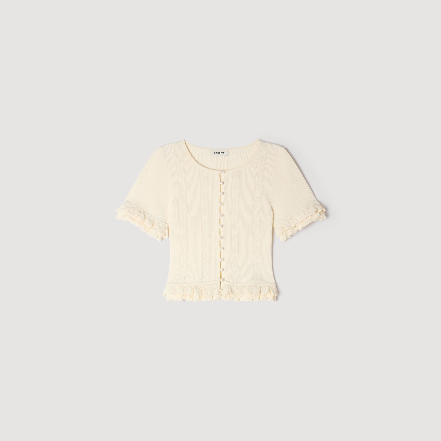 Ruffled knit cardigan