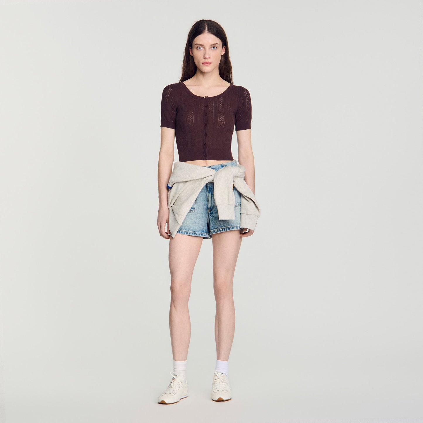 Pointelle knit cardigan