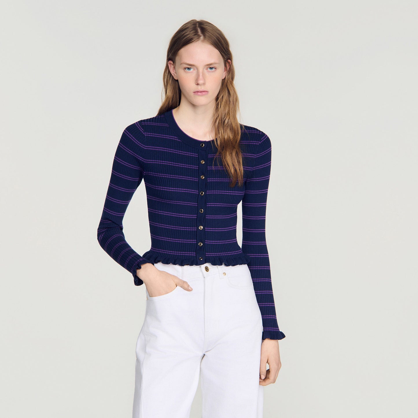 Striped knit cardigan