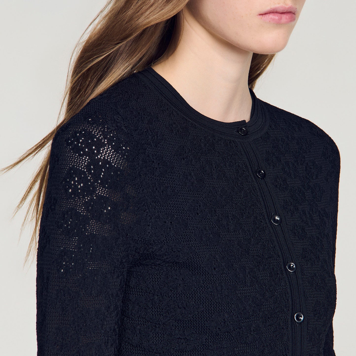 Decorative pointelle cardigan