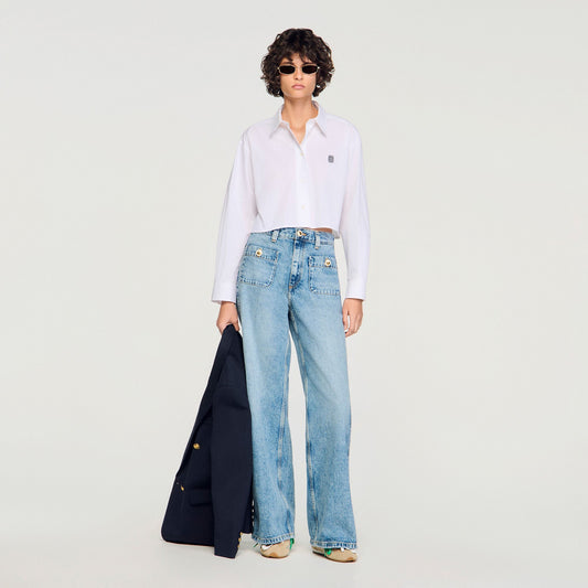 Cropped poplin shirt
