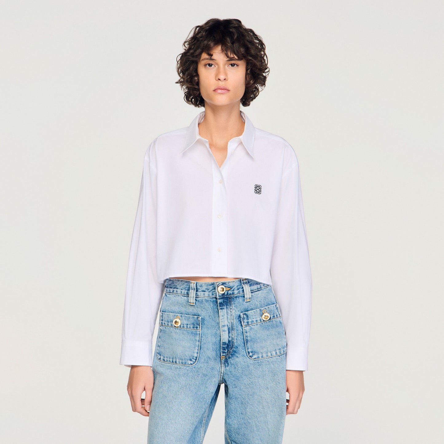 Cropped poplin shirt
