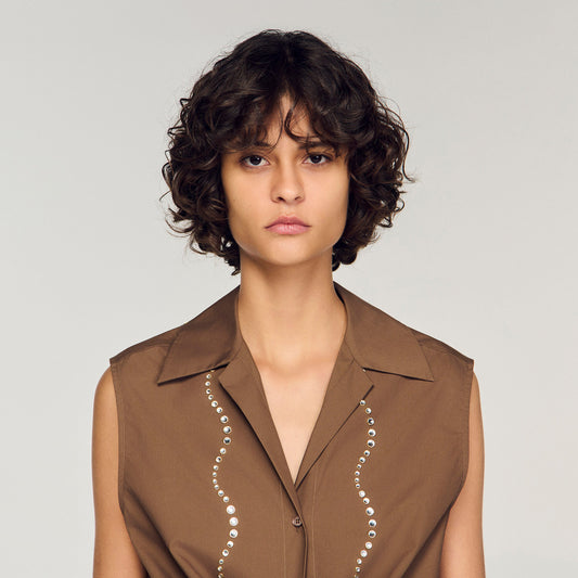 Rhinestone cropped shirt