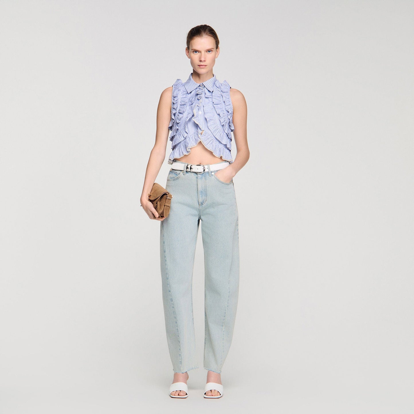Striped ruffled shirt