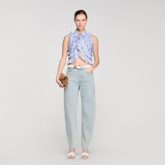 Striped ruffled shirt