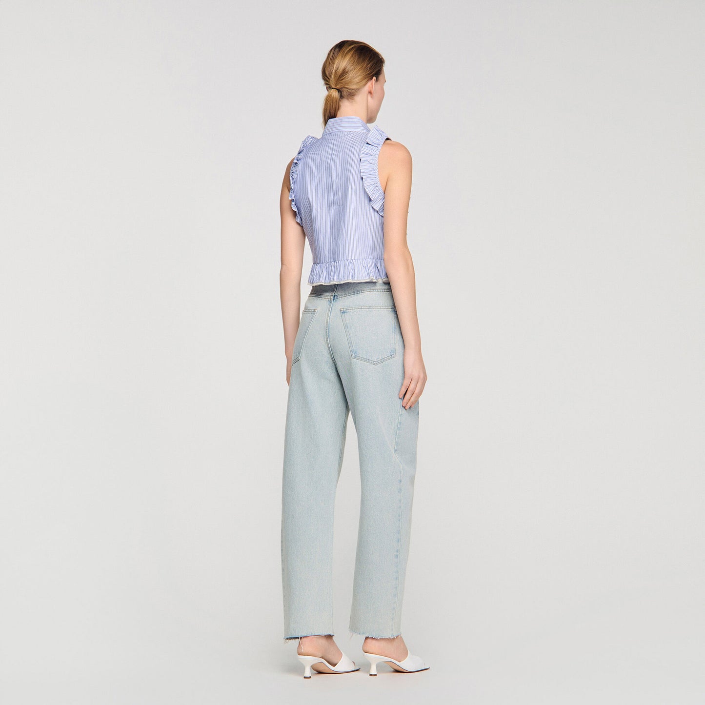 Striped ruffled shirt