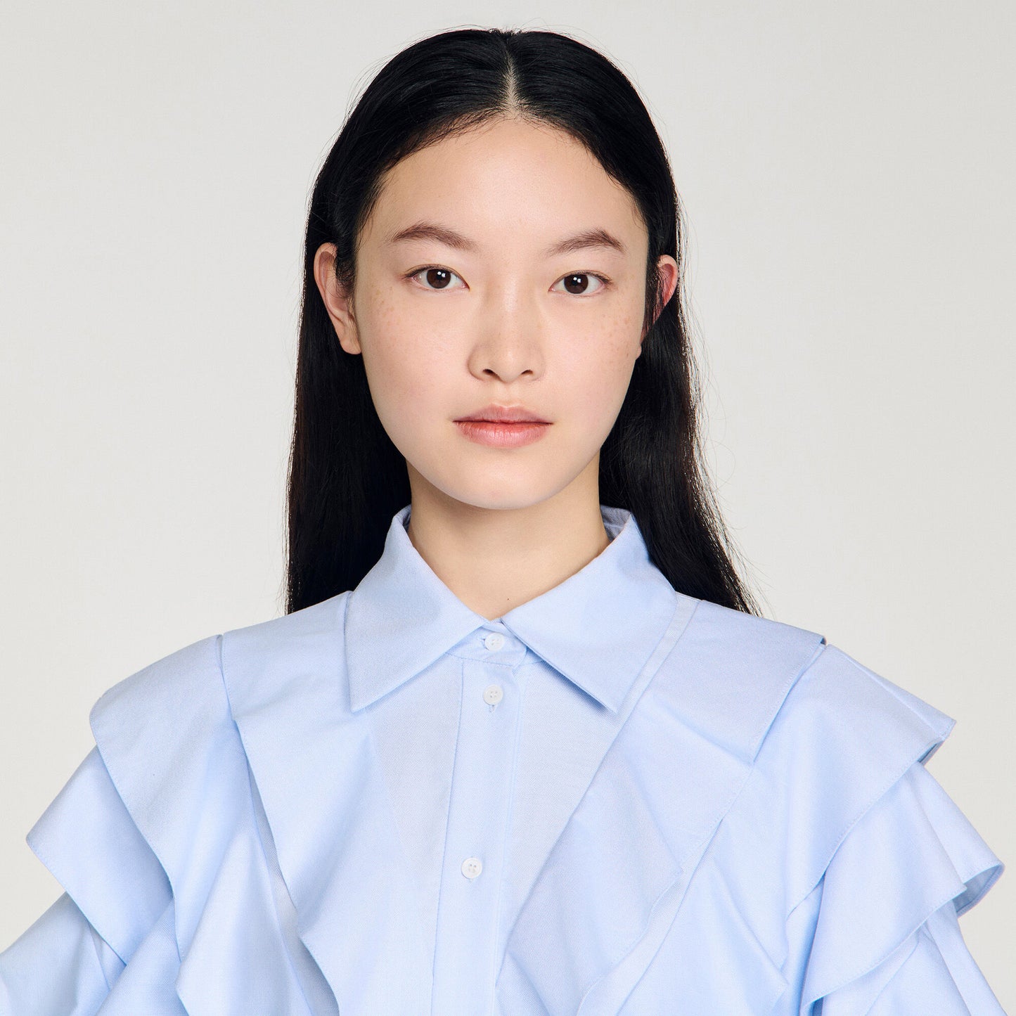Ruffled cotton shirt
