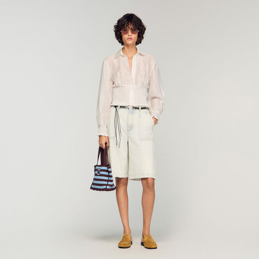Smocked linen shirt