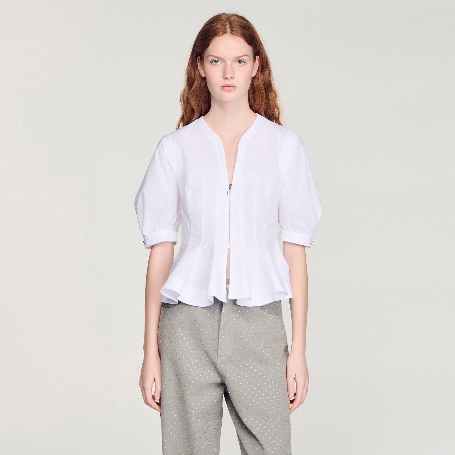 Zipped peplum shirt
