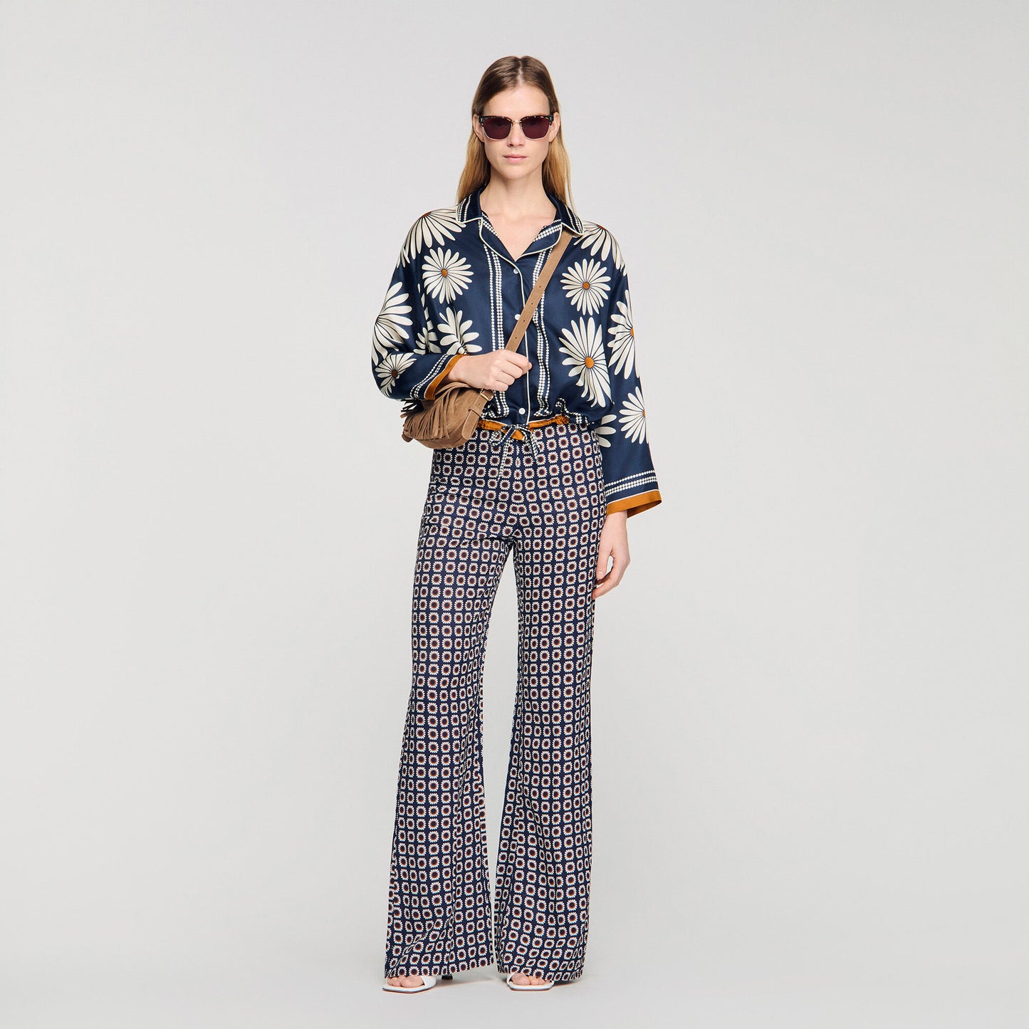 Floral print silk shirt