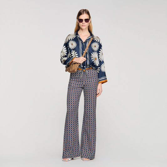 Floral print silk shirt
