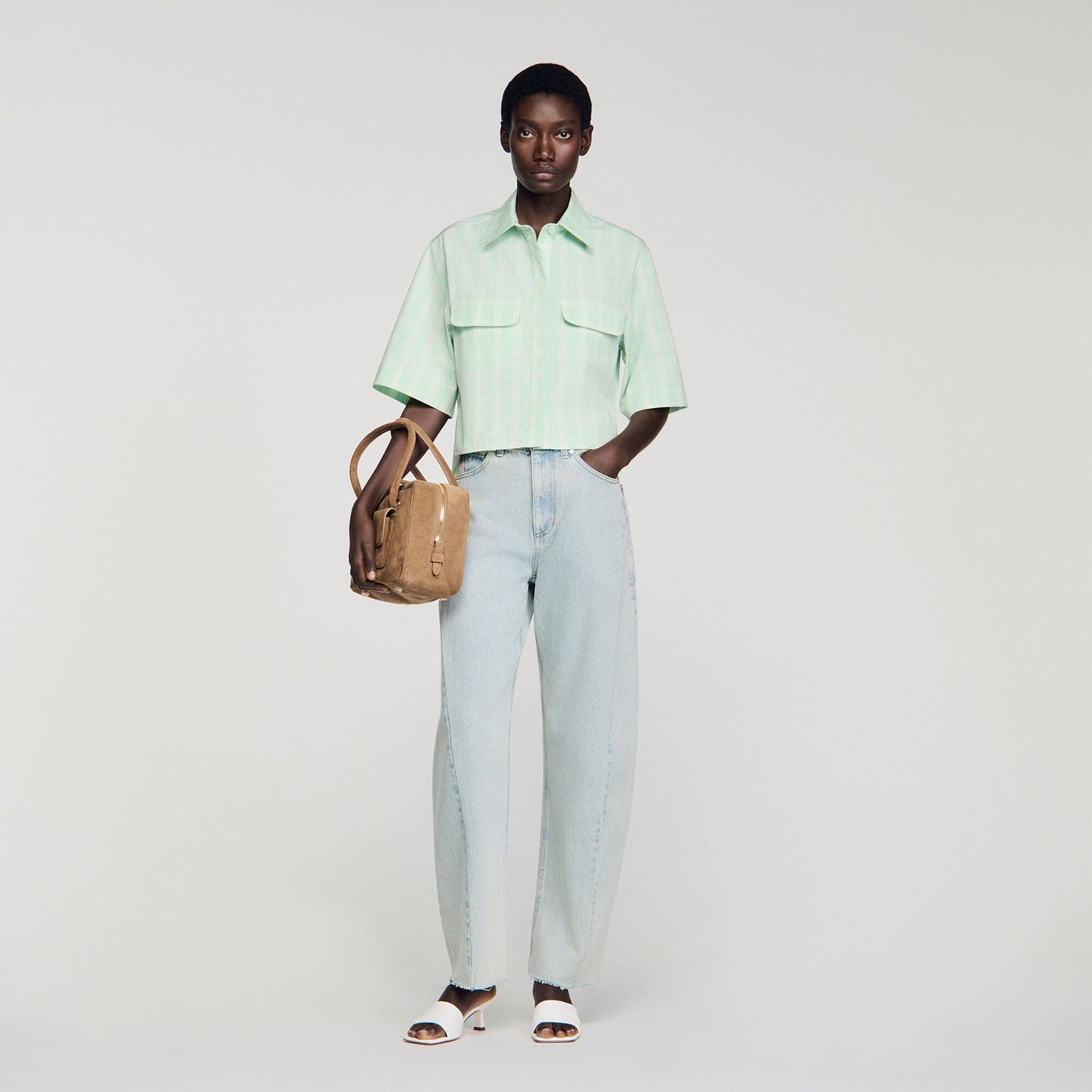 Short checked shirt