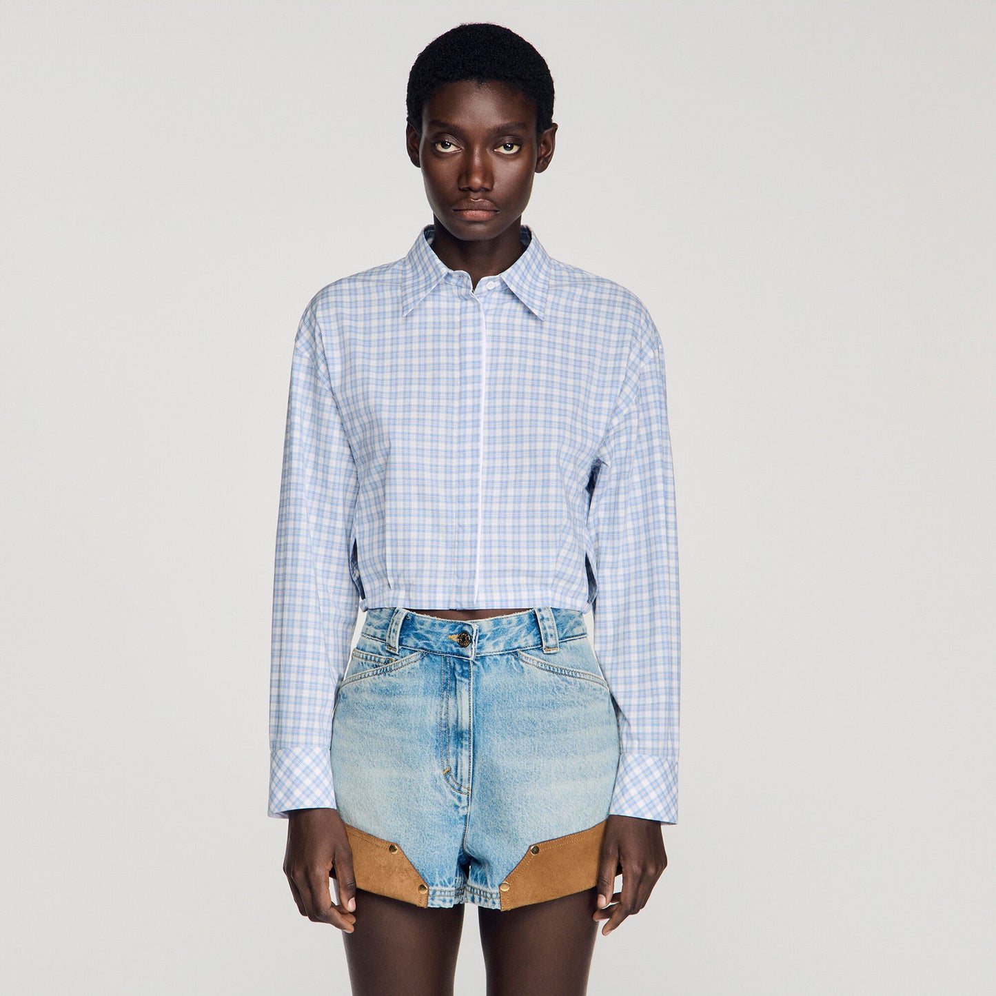 Short checked shirt