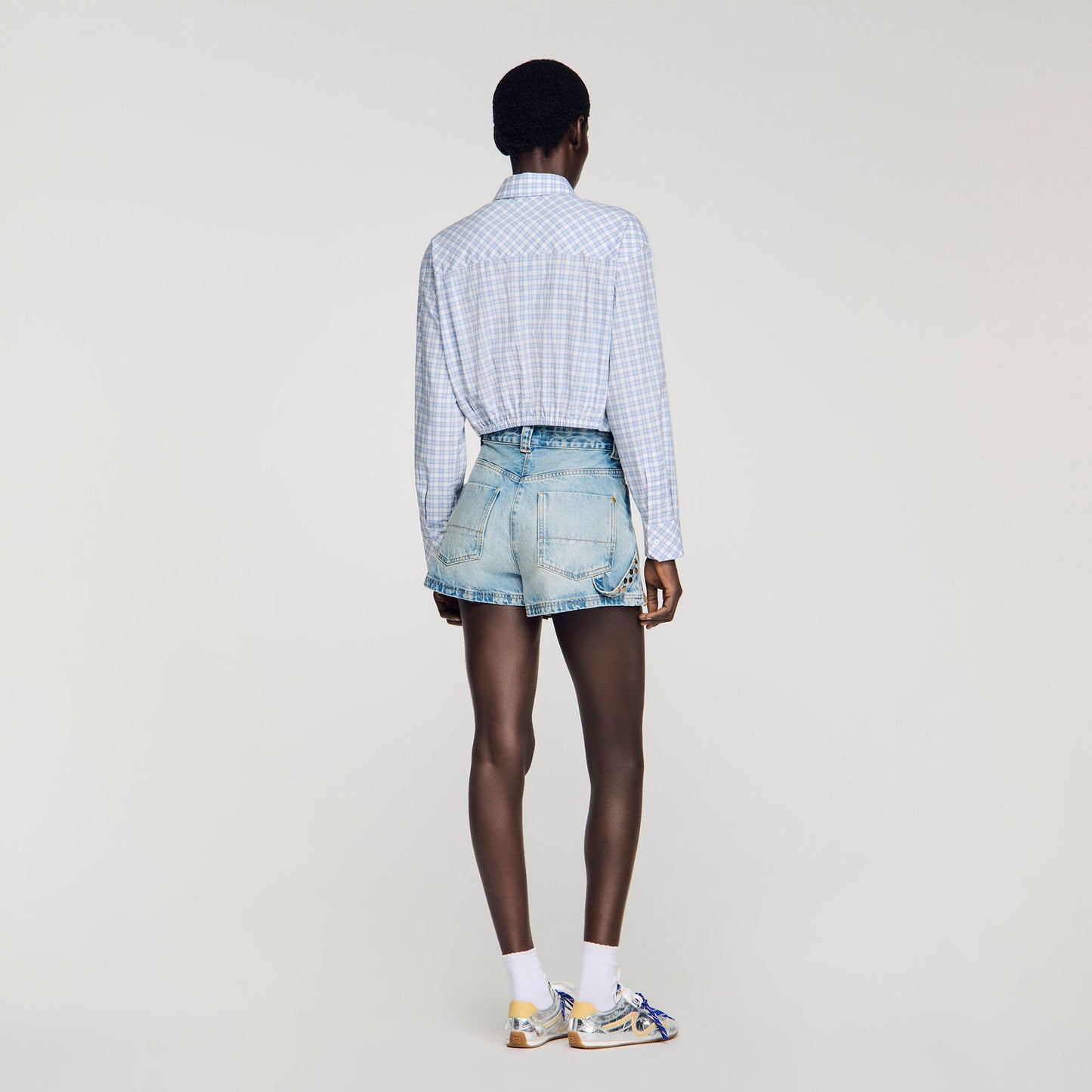 Short checked shirt