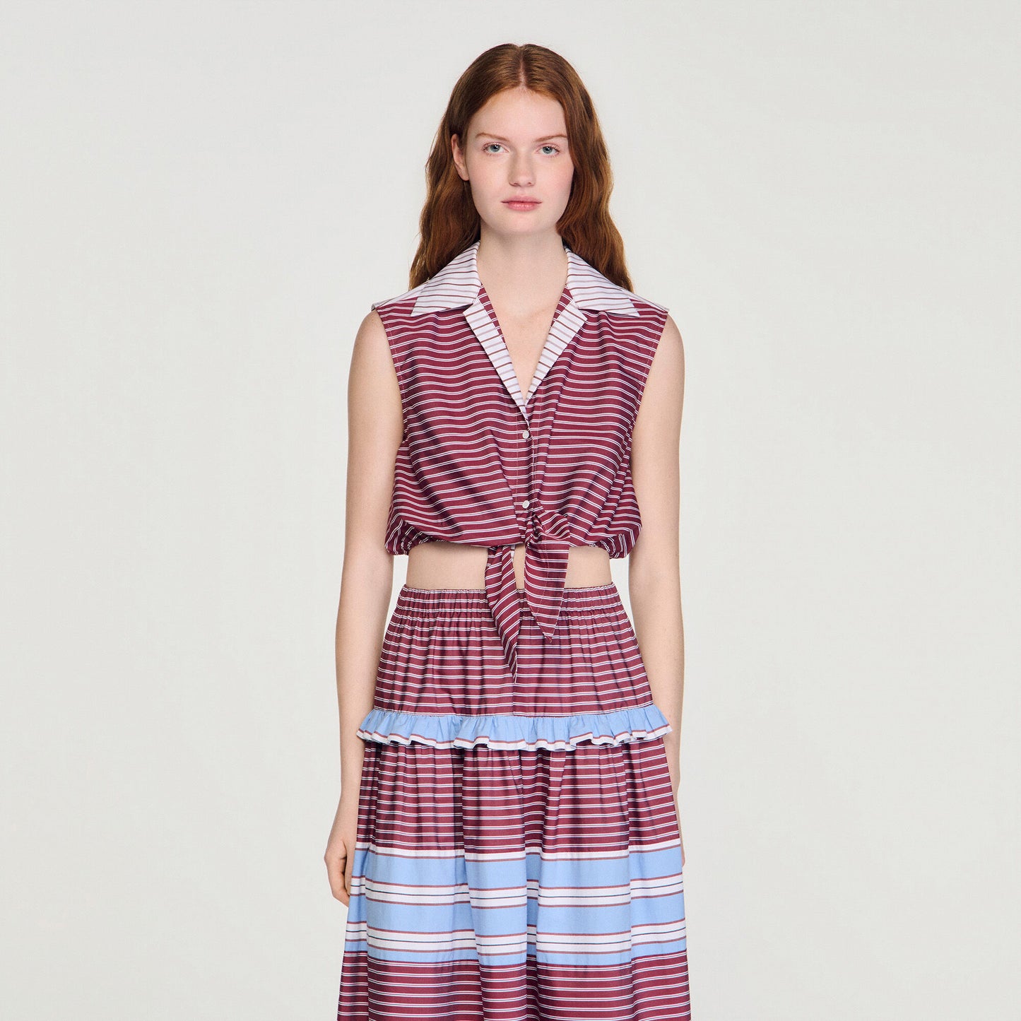 Cropped striped cotton shirt 2026
