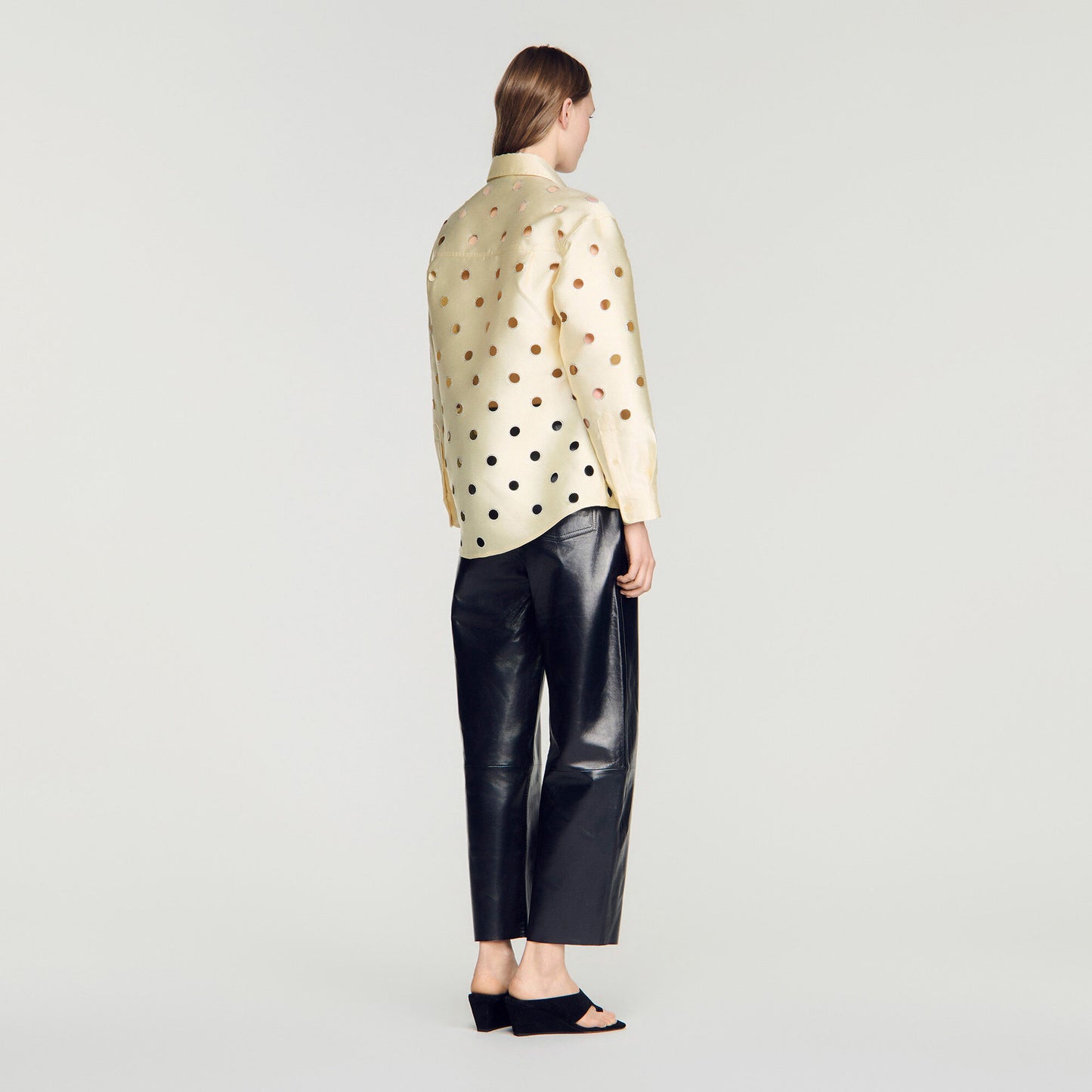 Openwork rhinestone shirt