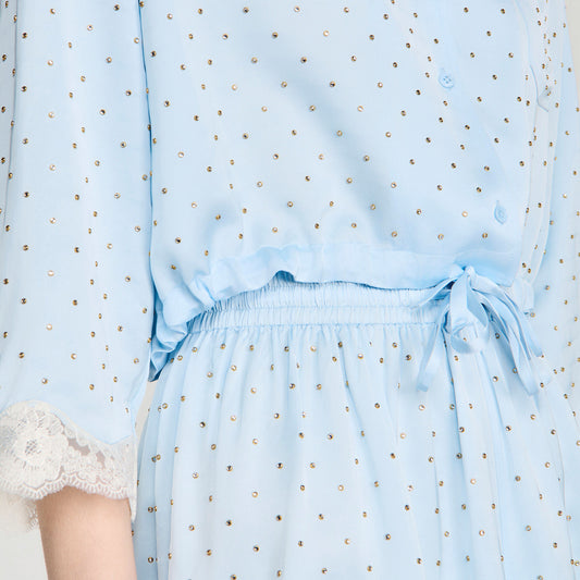 Shirt embellished with rhinestones