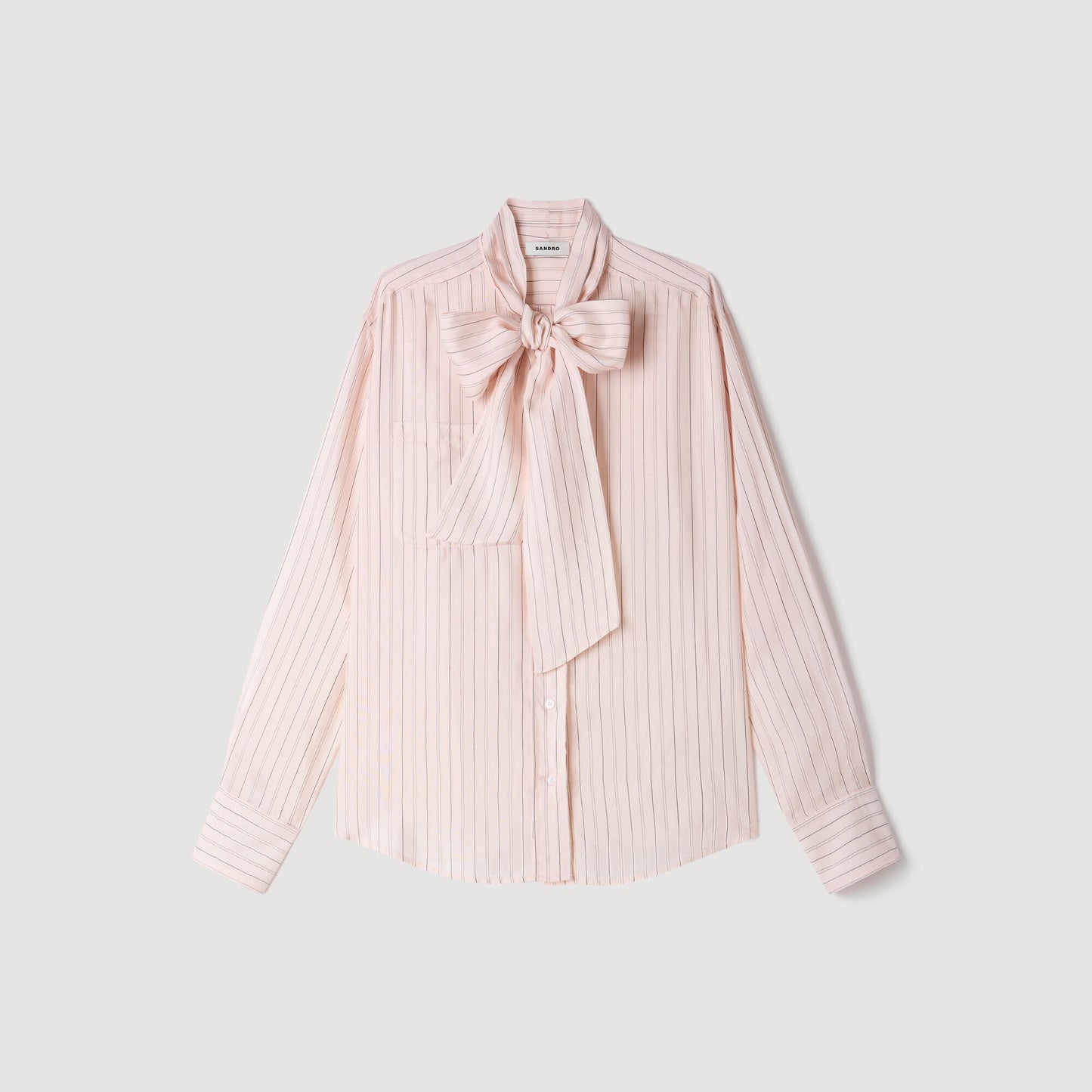 Striped tie-neck shirt