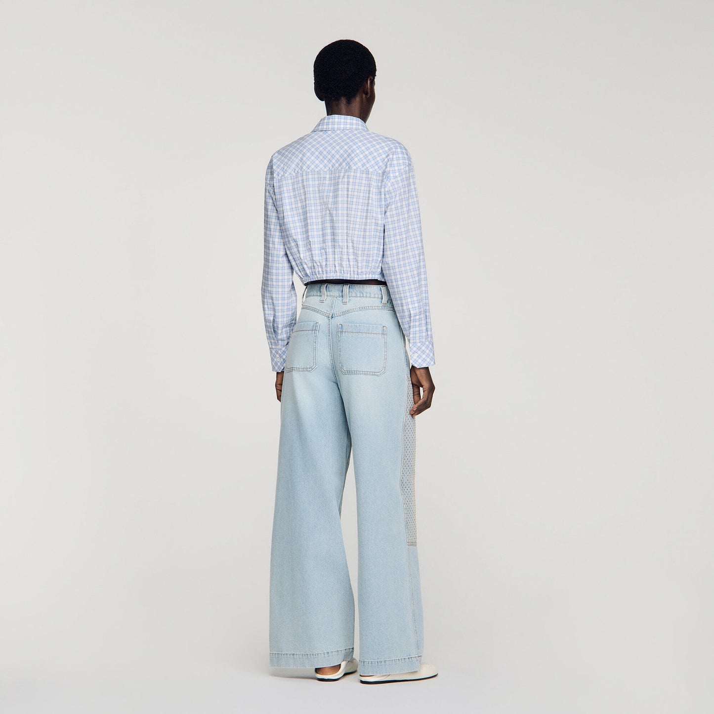 Faded straight rhinestone jeans