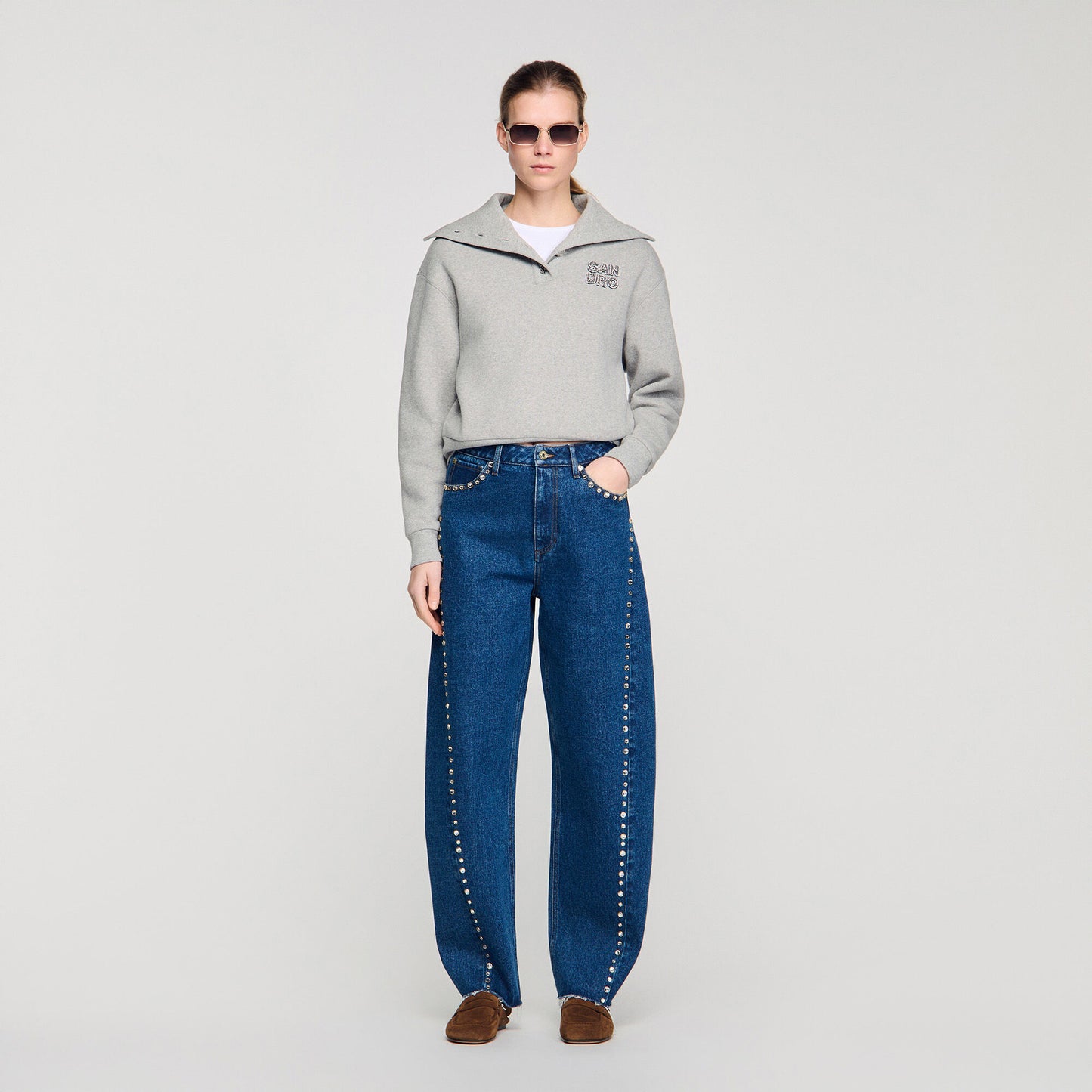 Rhinestone barrel jeans