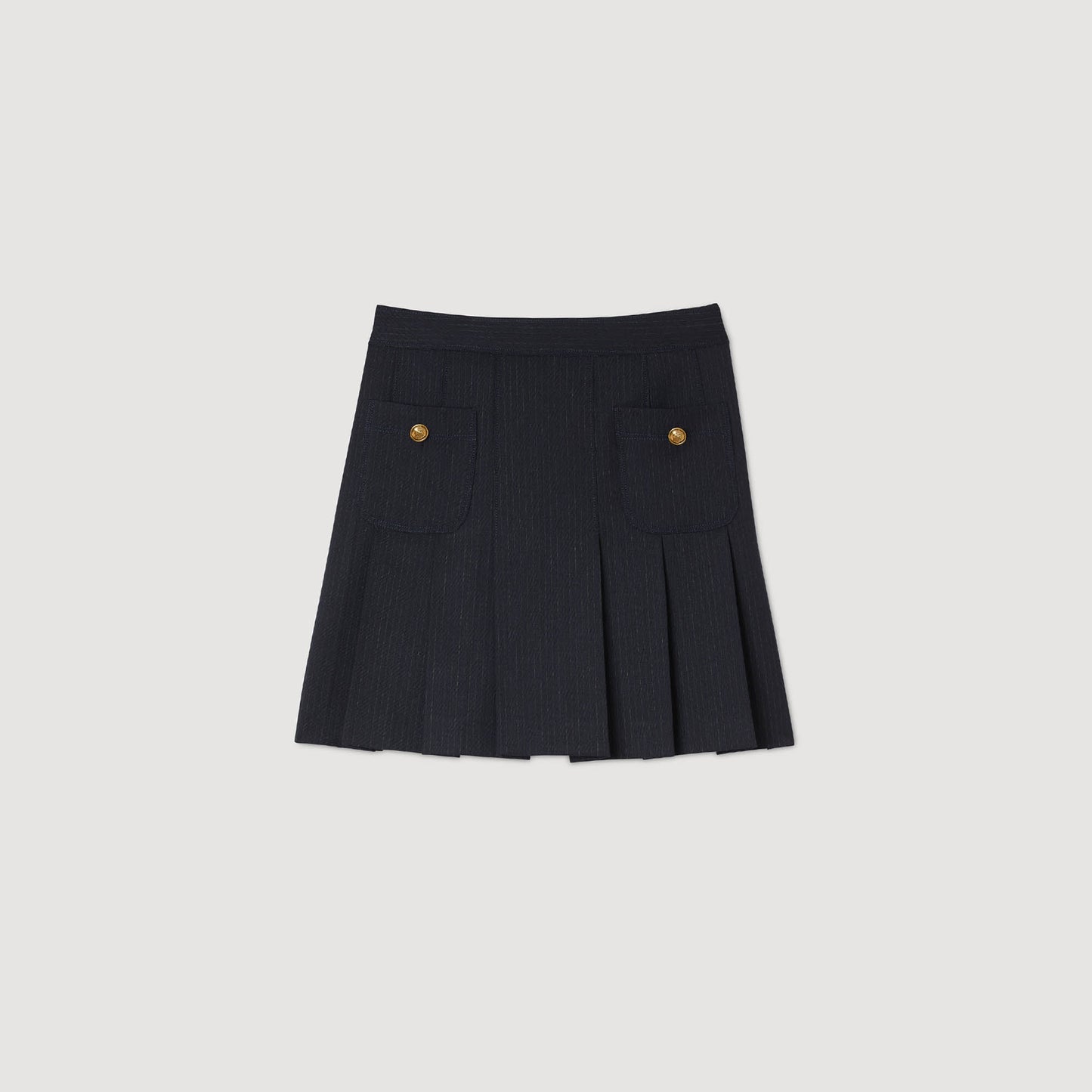 Short striped pleated skirt