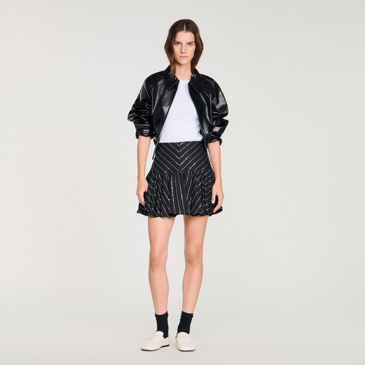 Short striped sequin skirt