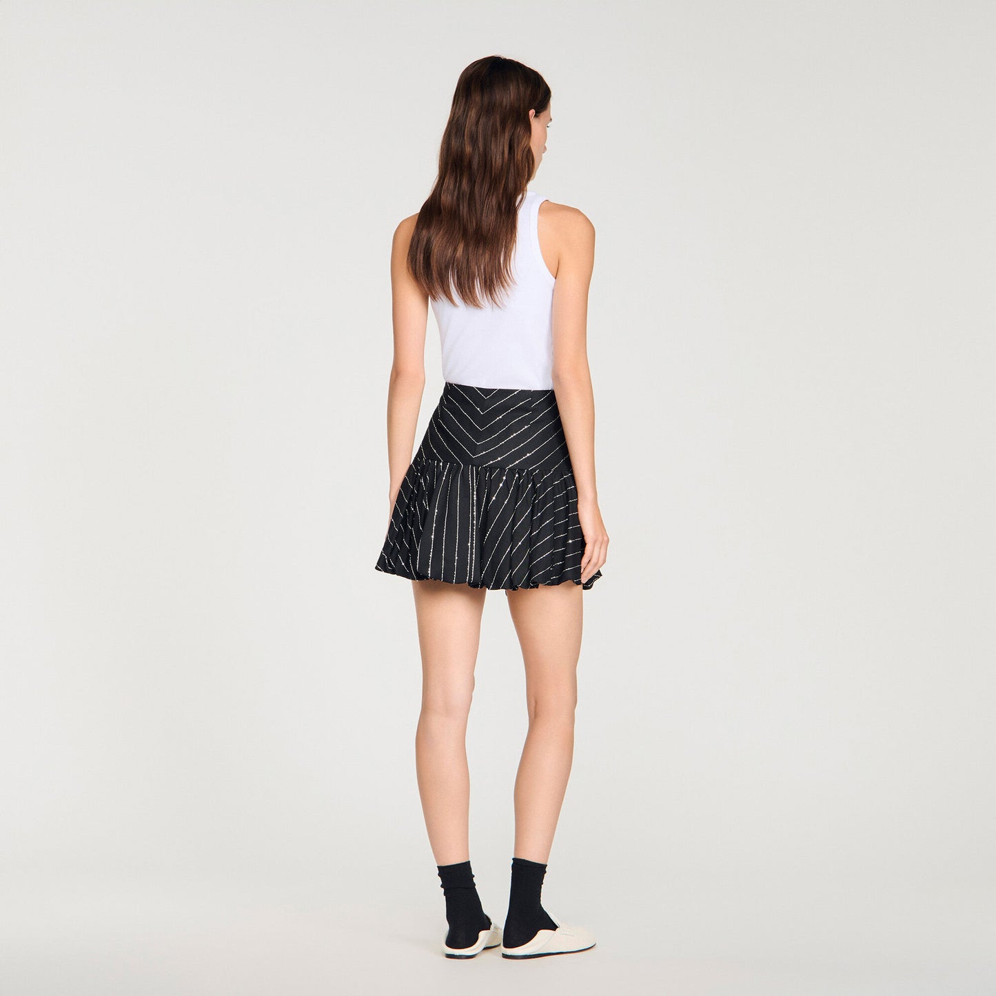 Short striped sequin skirt