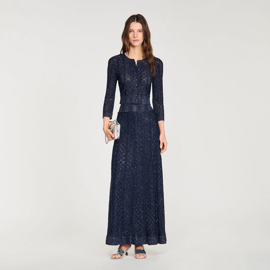 Rhinestone knit maxi skirt