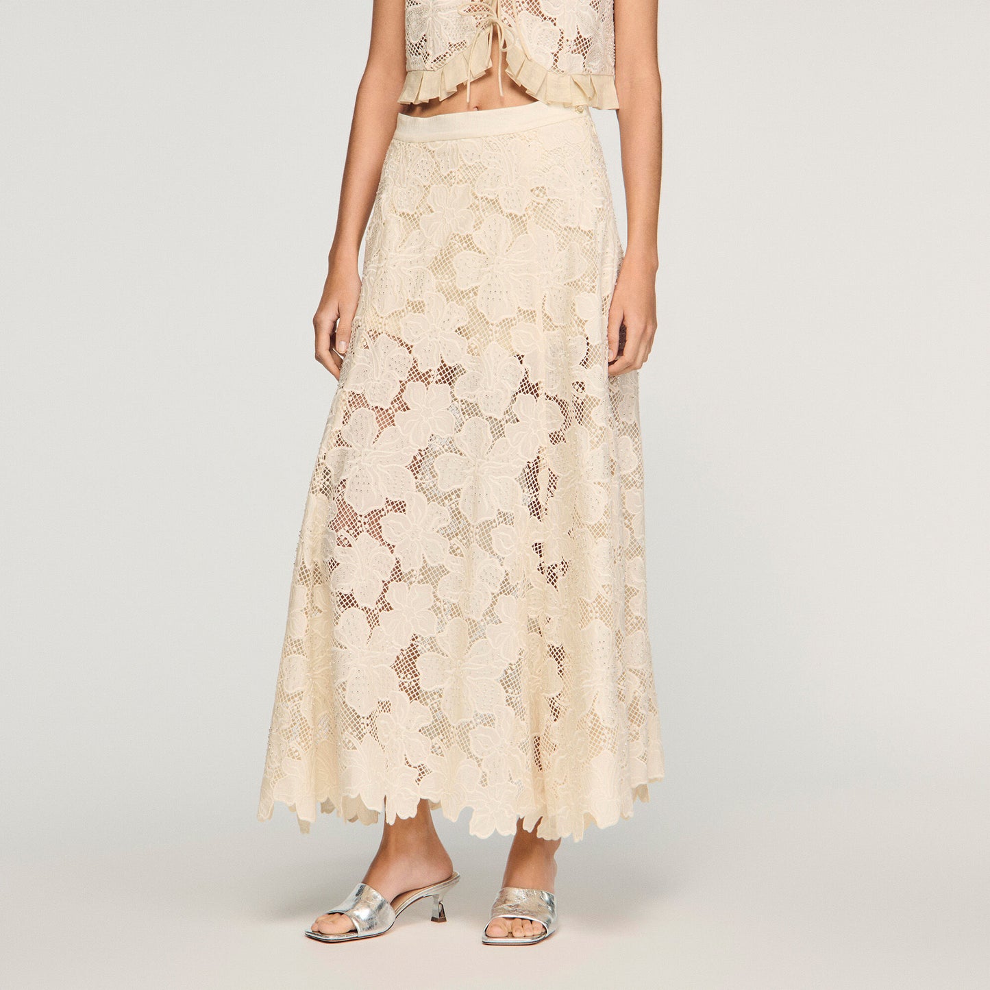 Long guipure skirt