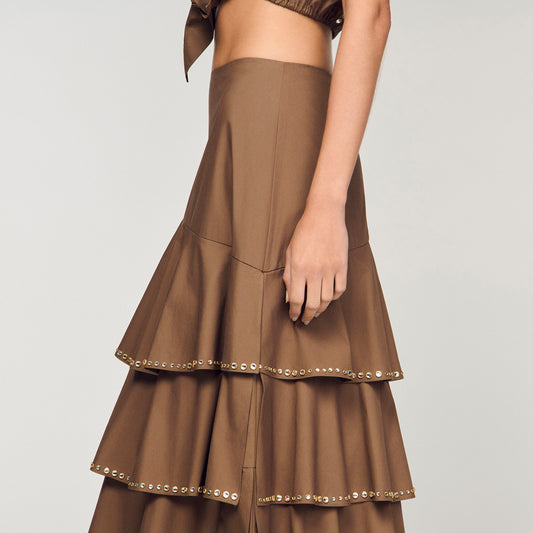 Long ruffled rhinestone skirt