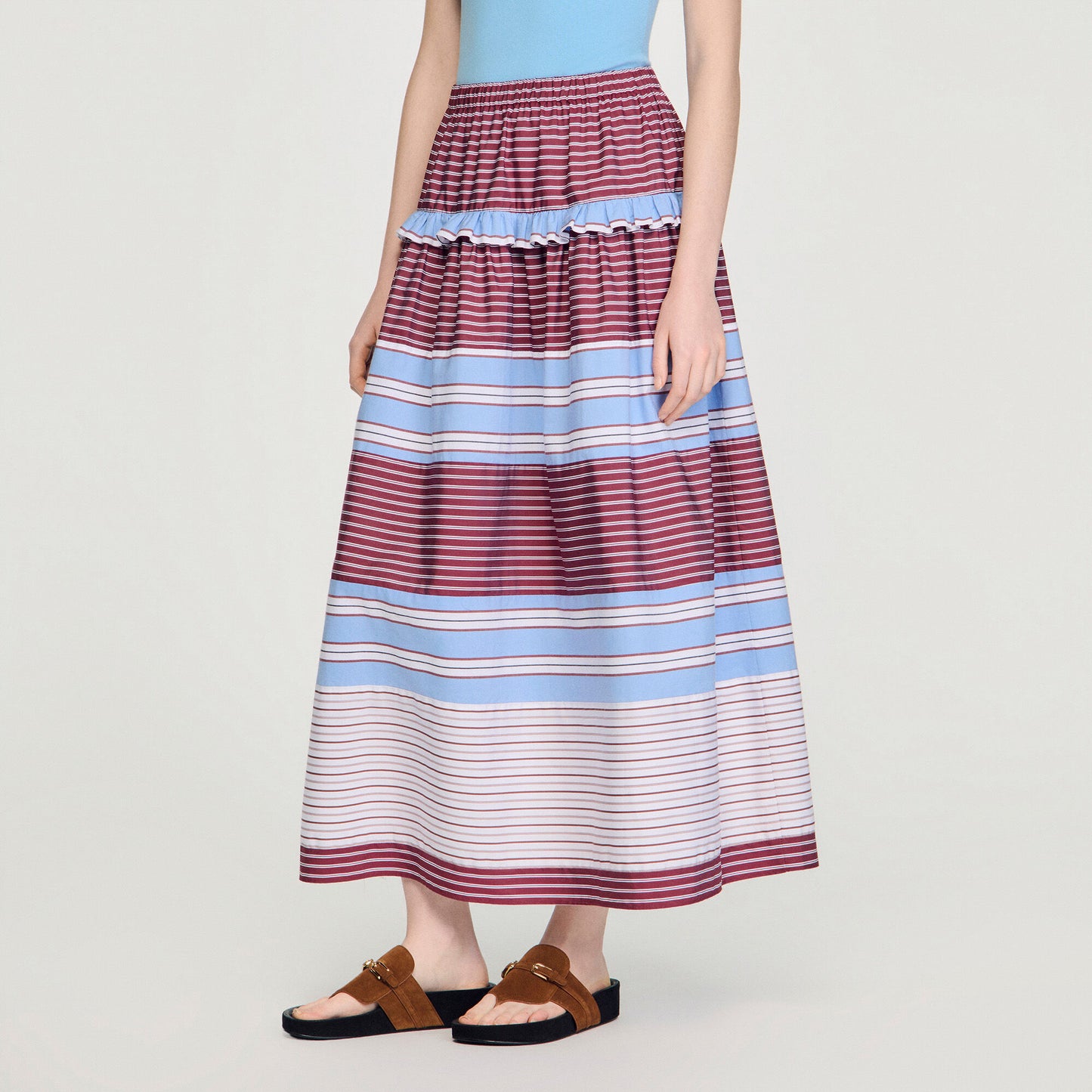 Long striped cotton skirt
