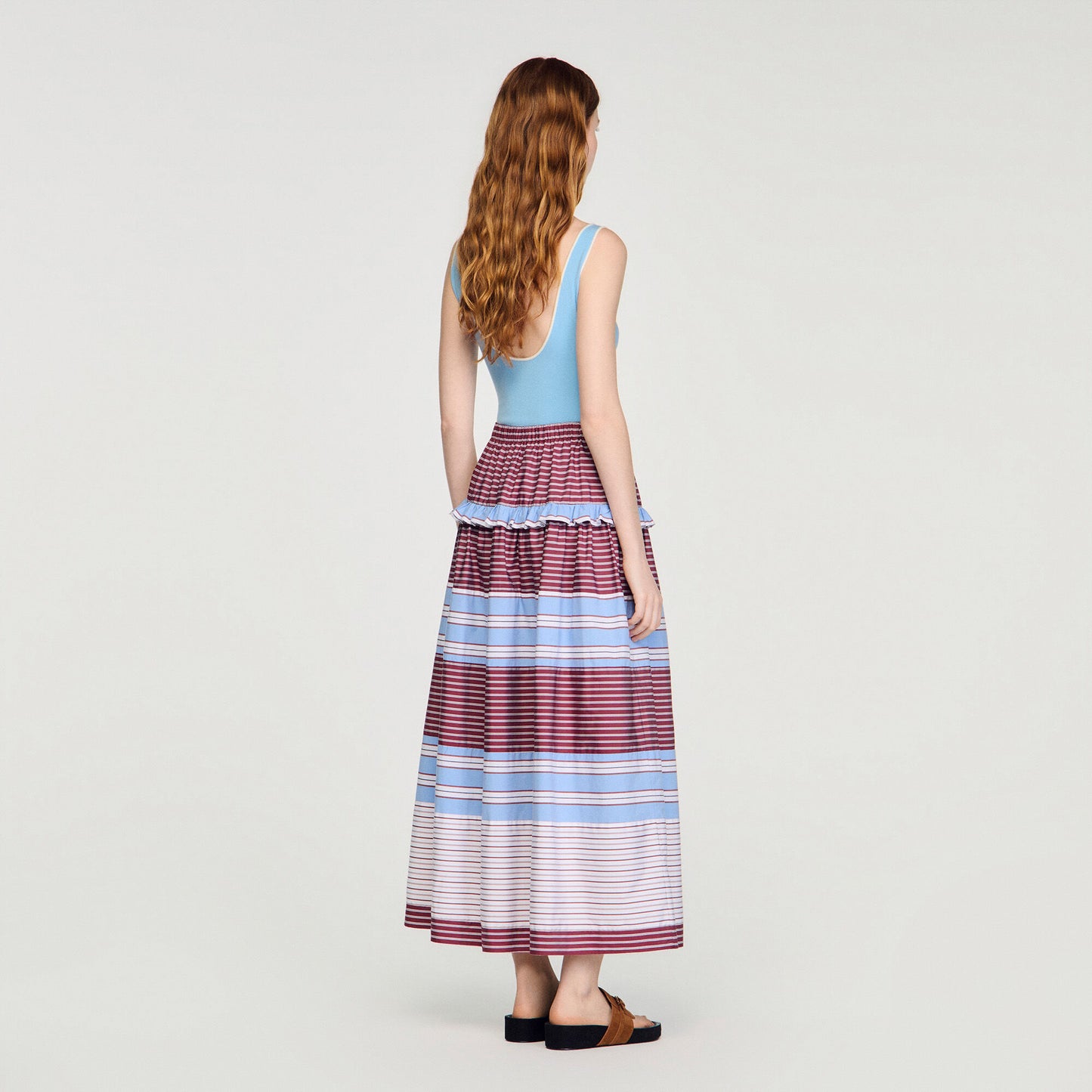 Long striped cotton skirt