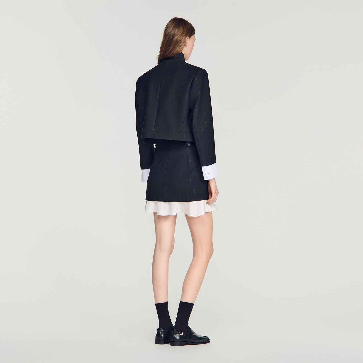 Short striped ruffled skirt