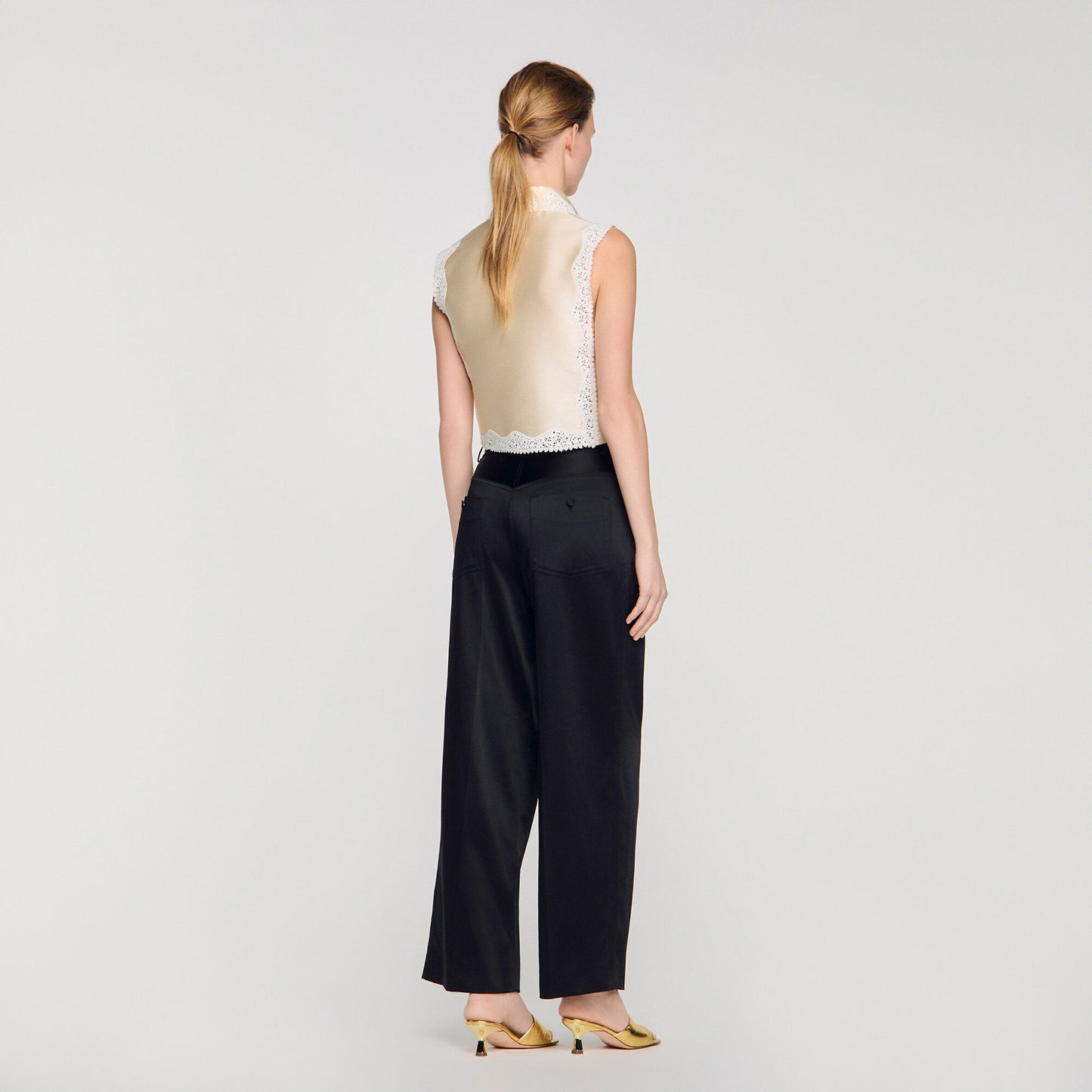 Satin-effect wide-leg trousers