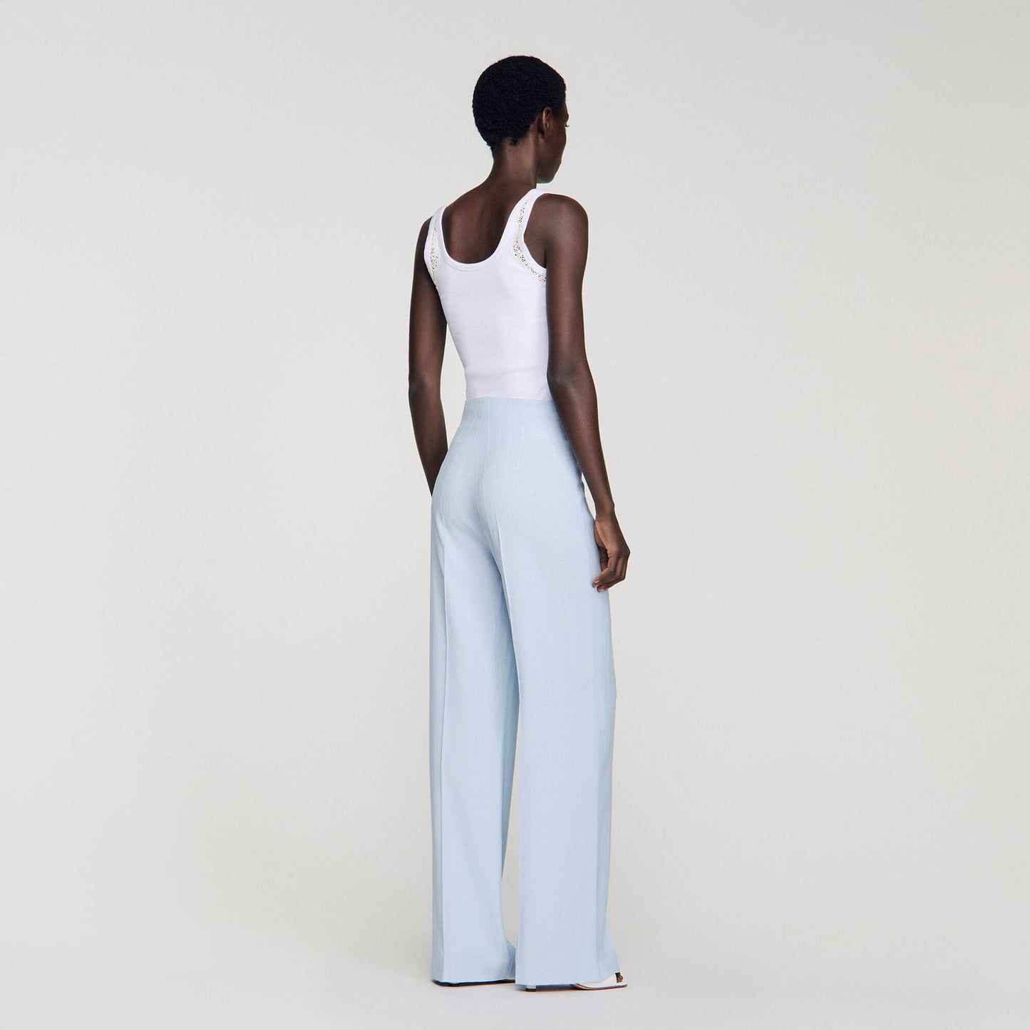 Striped sequin trousers