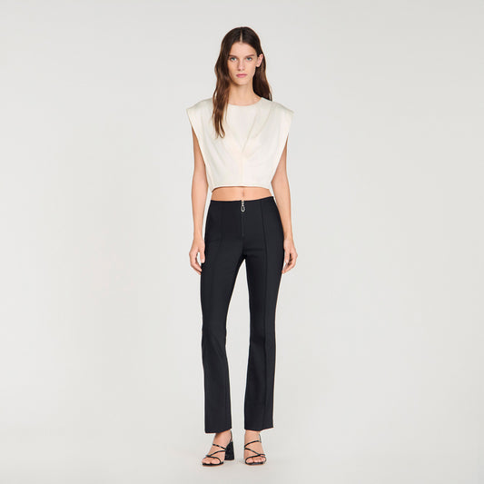 Pleat and zip trousers