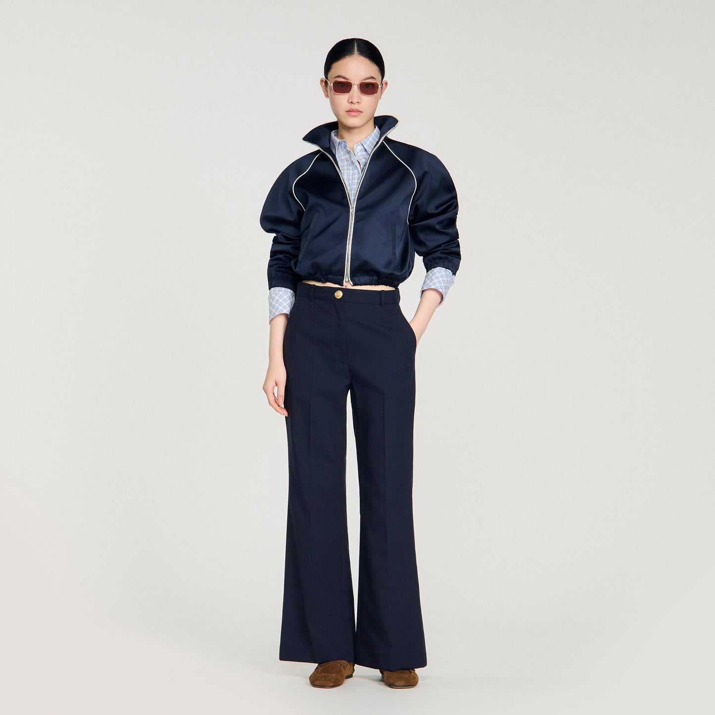 Wide-leg wool trousers