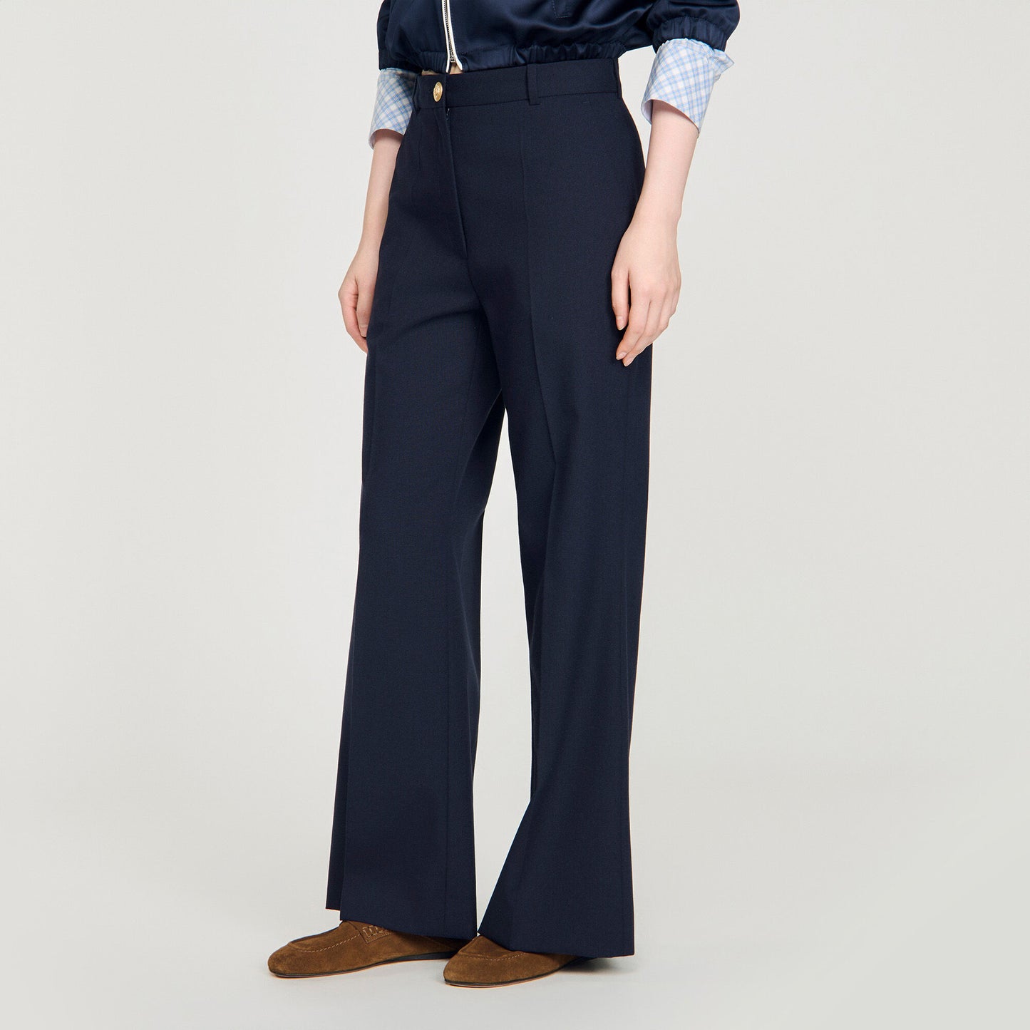 Wide-leg wool trousers