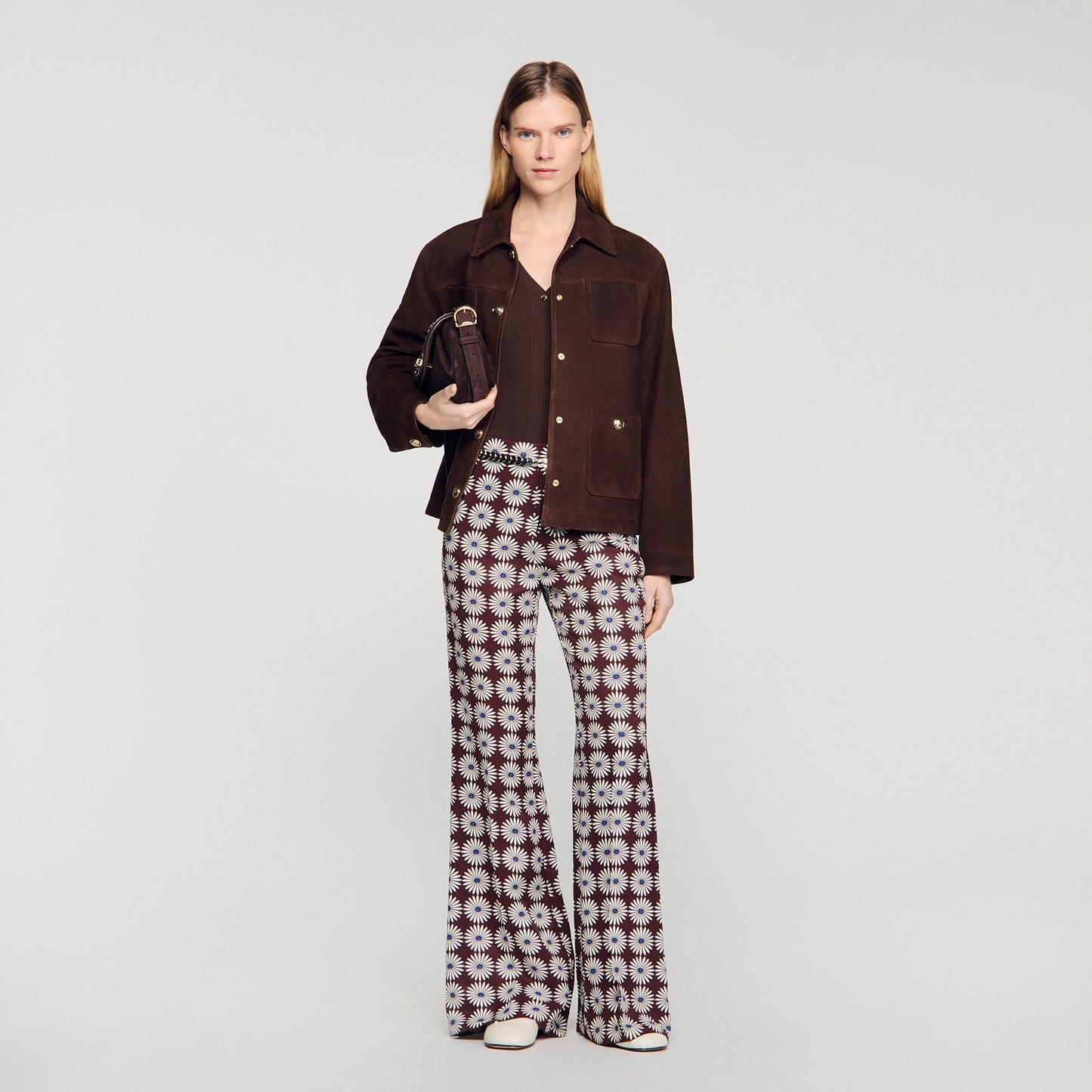 Floral-print floaty trousers
