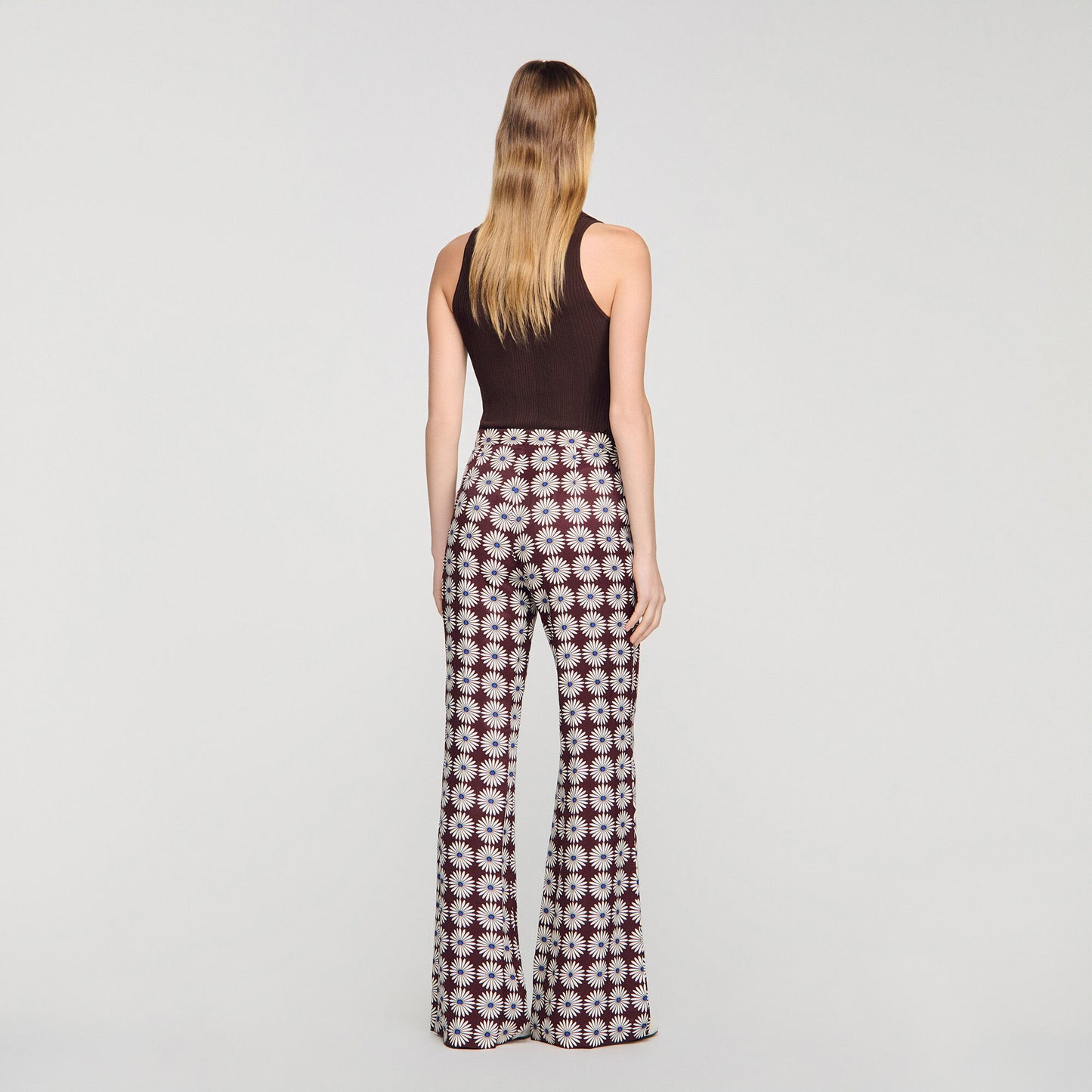 Floral-print floaty trousers