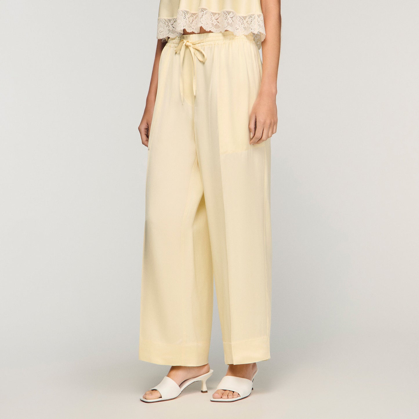 Satin wide-leg trousers