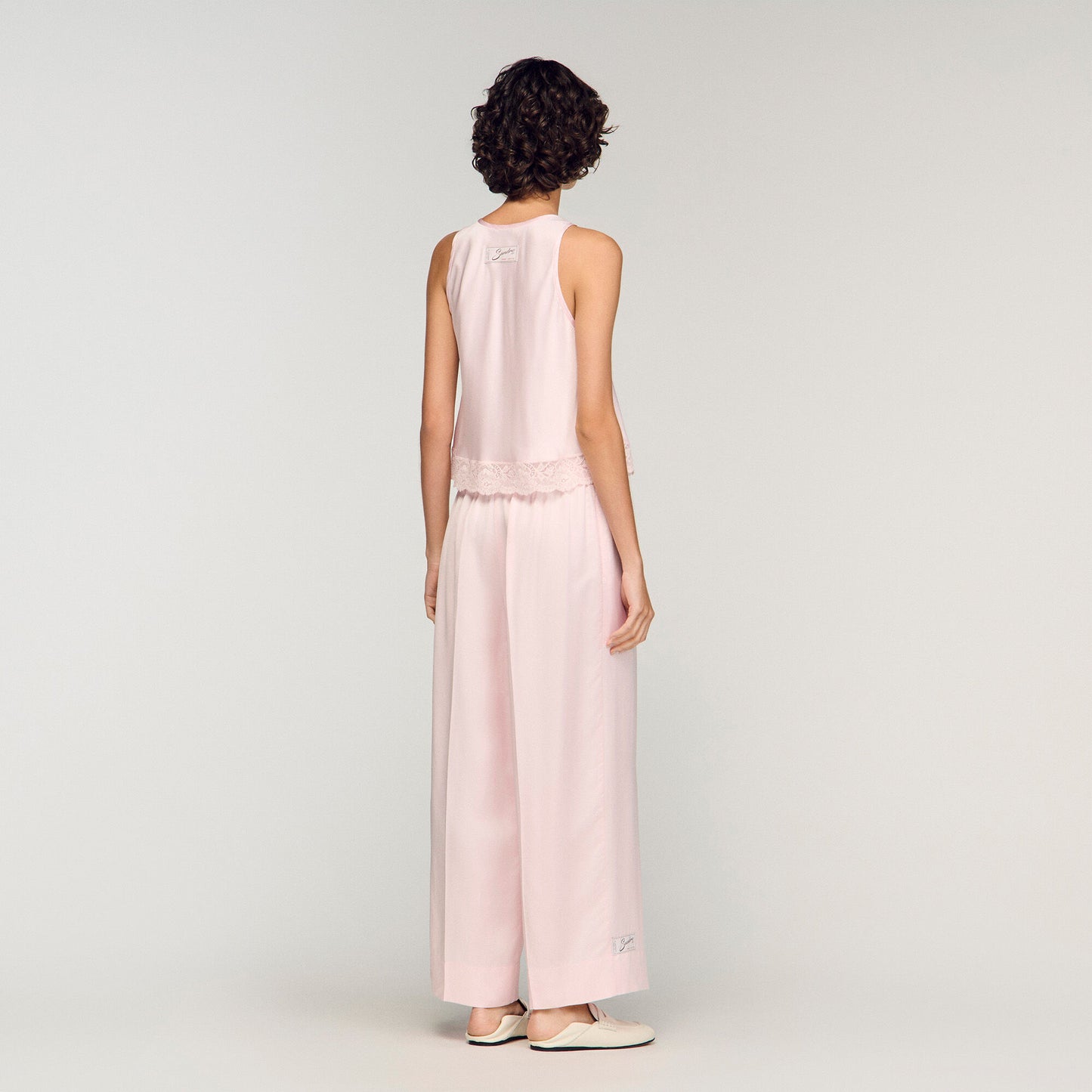 Satin-effect wide-leg trousers