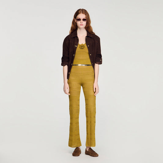 Pointelle knit trousers